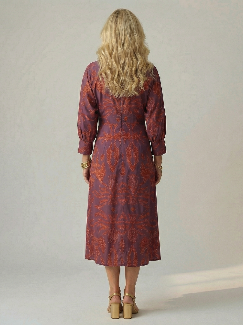 Falune – Elegant women’s midi wrap dress with print and a tailored fit