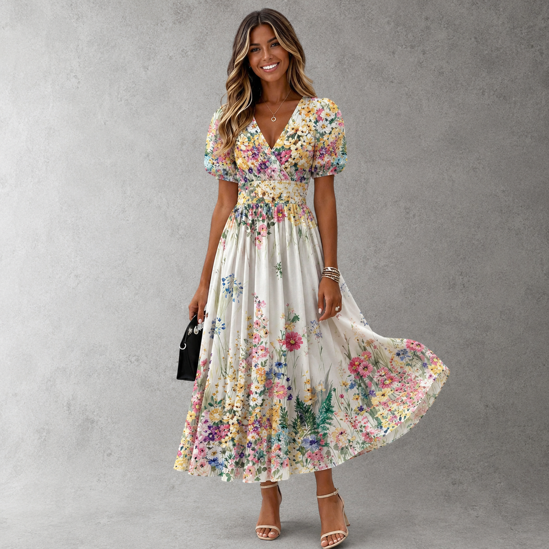 Tanya | Abito Midi Floreale Senza Maniche