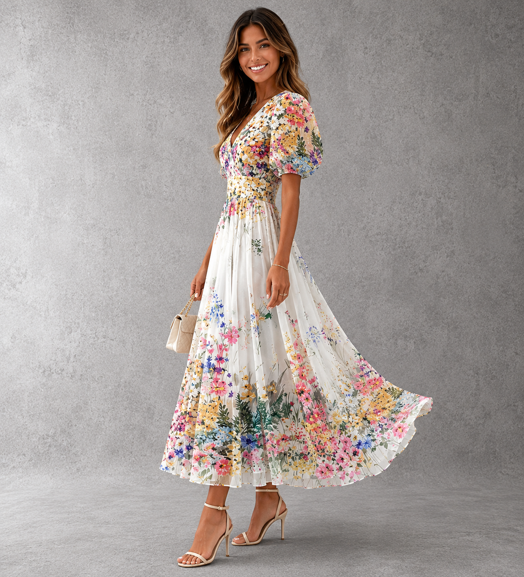 Tanya | Abito Midi Floreale Senza Maniche