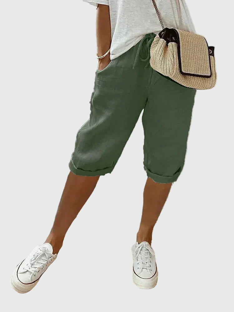 Grace | Light Cotton-Linen Cropped Trousers