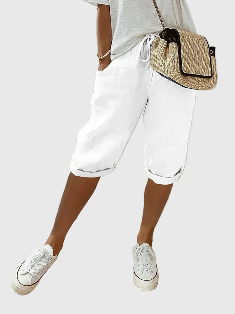 Grace | Light Cotton-Linen Cropped Trousers