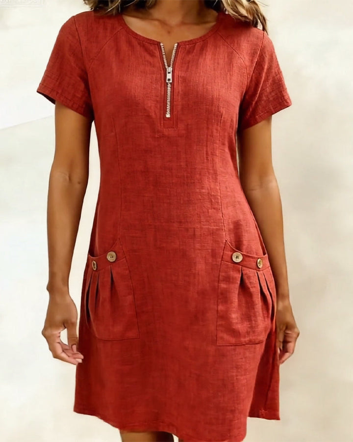 LINEN ZIP DRESS